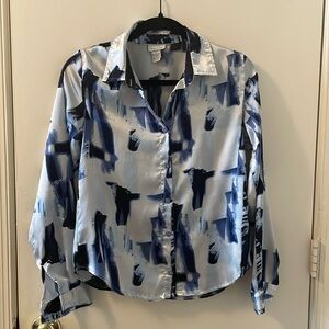 White and blue button down